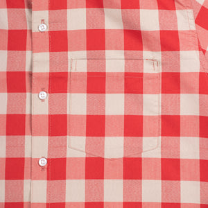 Men's Red And Beige Checks Pattern Cotton Shirt