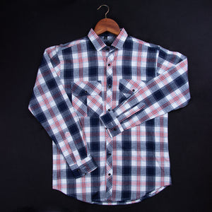 Men's Blue And Red Checks Pattern Cotton Shirt