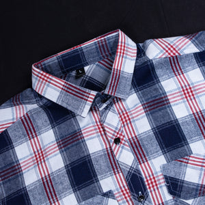 Men's Blue And Red Checks Pattern Cotton Shirt