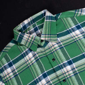 Men's Green And Blue Checks Pattern Cotton Shirt