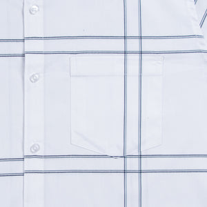 Men's White And Blue Checks Pattern Cotton Shirt