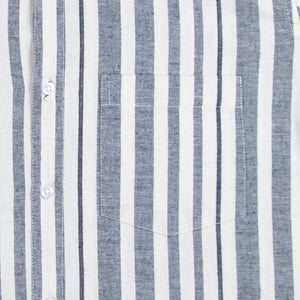 Men's Ivory And Grey Stripes Pattern Cotton Shirt