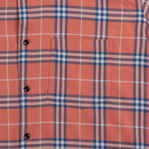 Men's Rust And Blue Checks Pattern Shirt