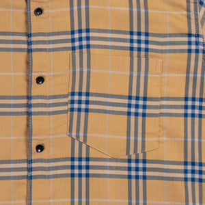 Men's Yellow And Blue Checks Pattern Cotton Shirt