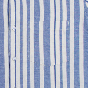 Men's Ivory And Blue Stripes Pattern Cotton Shirt