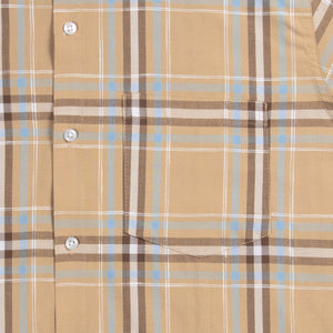 Men's Beige And Brown Checks Pattern Cotton Shirt