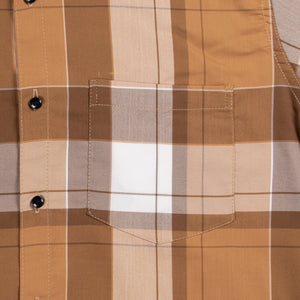 Men's Dark Beige And Brown Checks Pattern Cotton Shirt