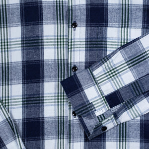 Men's Blue And Green Checks Pattern Cotton Shirt