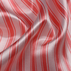 Baby Pink And White Stripes Pattern Screen Print Ultra Satin Fabric