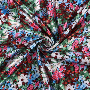 Multi   Color Floral Pattern Digital Print Ultra Satin Fabric