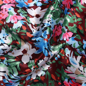 Multi   Color Floral Pattern Digital Print Ultra Satin Fabric