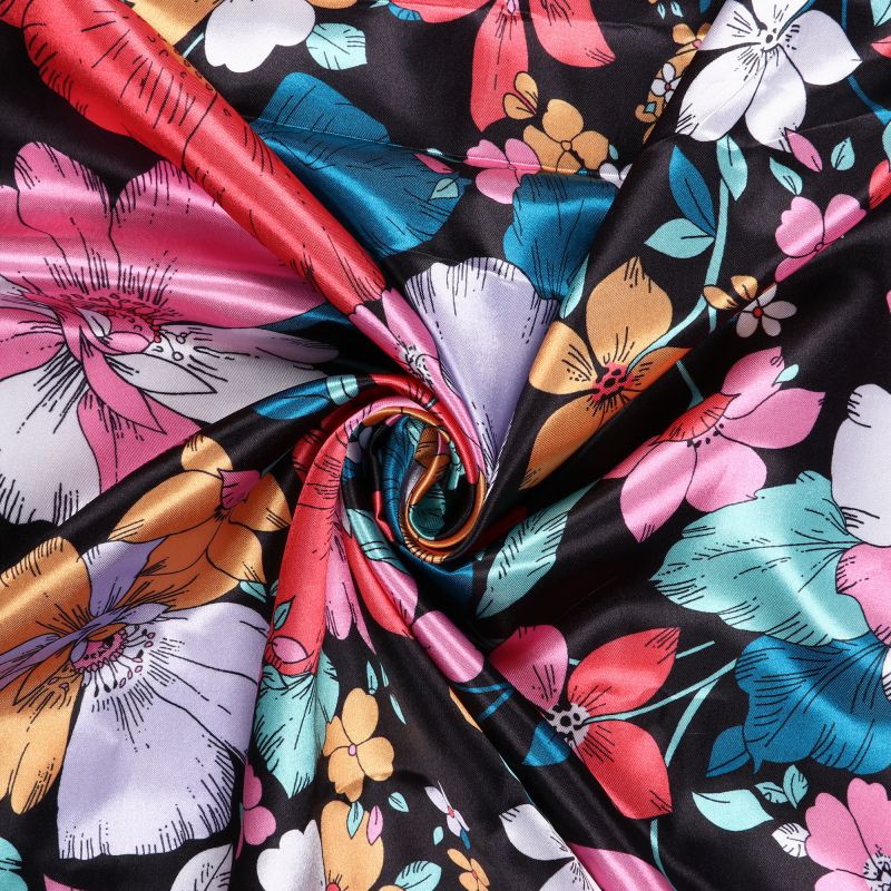 Multi Color Floral Pattern Digital Print Ultra Satin Fabric – Fabmyntra