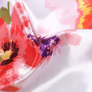 White And  Yellow Floral Pattern Digital Print Ultra Satin Fabric