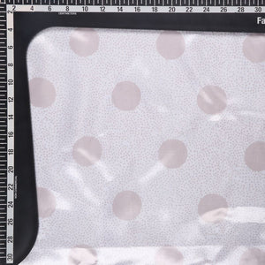 White And Ecru Brown Polka Dots Pattern Digital Print Ultra Satin Fabric