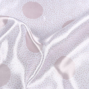 White And Ecru Brown Polka Dots Pattern Digital Print Ultra Satin Fabric