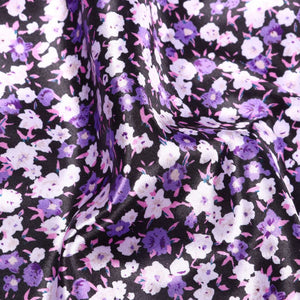 Purple And Baby Pink Calico Pattern Digital Print Ultra Satin Fabric