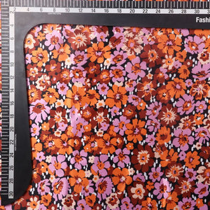 Orange And Dusty Pink Floral Pattern Digital Print Ultra Satin Fabric