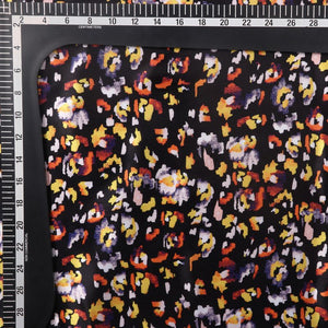 Black And  Yellow Animal Pattern Digital Print Ultra Satin Fabric