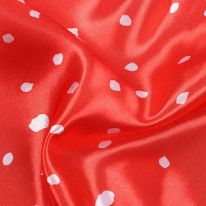 Bright Orange And  White Dot Pattern Digital Print Ultra Satin Fabric