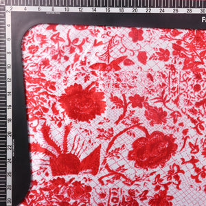 Red And  White Liberty Pattern Digital Print Ultra Satin Fabric