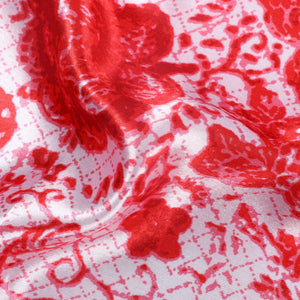 Red And  White Liberty Pattern Digital Print Ultra Satin Fabric