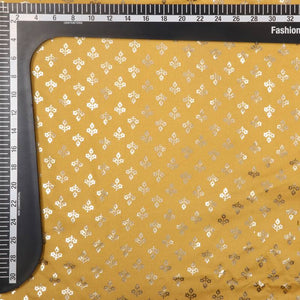 Mustard Foulard Pattern Dyed  Foil Work Rayon Fabric