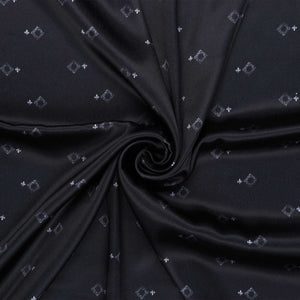 Black And White Geometric Pattern Digital Print Japan Satin Fabric