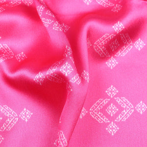 Bright Pink And White Foulard Pattern Digital Print Japan Satin Fabric