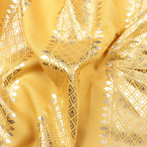 Mustard Yellow Stripes Pattern Dyed Rayon Fabric