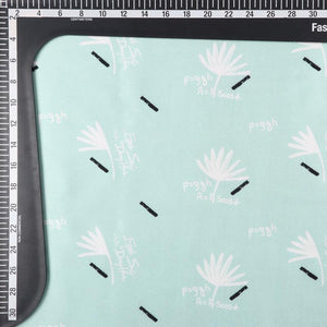 Turquoise And White Floral Pattern Digital Print Japan Satin Fabric