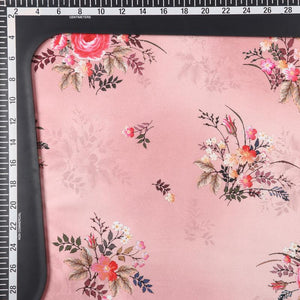 Dusty Pink And Red Floral Pattern Digital Print Japan Satin Fabric