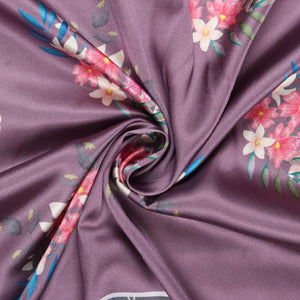 Dusty Lavender And Pink Floral Pattern Digital Print Japan Satin Fabric