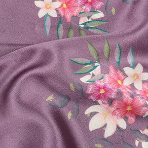 Dusty Lavender And Pink Floral Pattern Digital Print Japan Satin Fabric