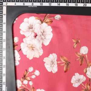 Red And White Floral Pattern Digital Print Japan Satin Fabric