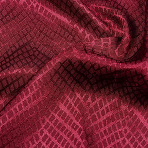 Maroon Chevron Pattern Dyed Jacquard Satin Fabric