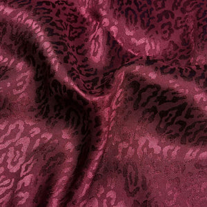 Burgundy Animal Pattern Dyed Jacquard Satin Fabric