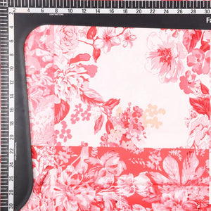 White And  Pink Floral Pattern Digital Print Crepe Fabric