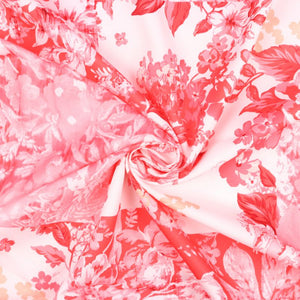 White And  Pink Floral Pattern Digital Print Crepe Fabric