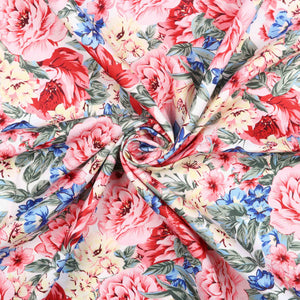 Pink And  Yellow Floral Pattern Digital Print Crepe Fabric