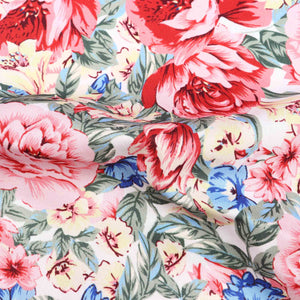 Pink And  Yellow Floral Pattern Digital Print Crepe Fabric