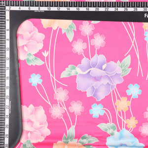 Pink And  Lavender Floral Pattern Digital Print Crepe Fabric