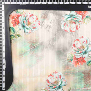 Yellow And  Red Floral Pattern Digital Print Chiffon Fabric