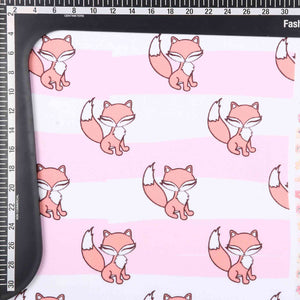 White And Pink Kids Pattern Digital Print Satin Cotton Fabric