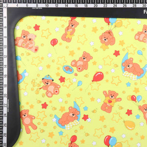 Yellow And Red Kids Pattern Digital Print Satin Cotton Fabric