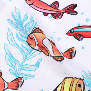 White And Orange Kids Pattern Digital Print Satin Cotton Fabric