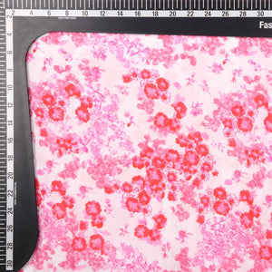 White And Pink Floral Pattern Digital Print Crepe Fabric