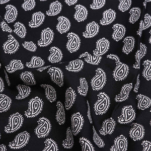 Black And White Paisely Pattern Screen Print Crepe Fabric