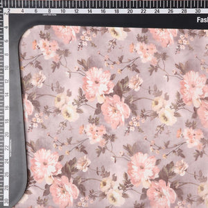 Beige And  Champagne Floral Pattern Digital Print Chanderi Fabric