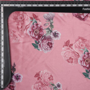 Dusty Pink And Purple Floral Pattern Digital Print Chinon Chiffon Fabric