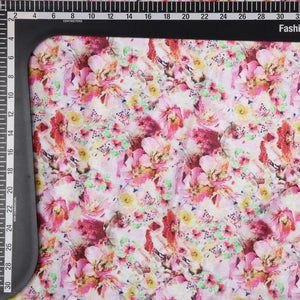 Pink And Yellow Floral Pattern Digital Print Chinon Chiffon Fabric